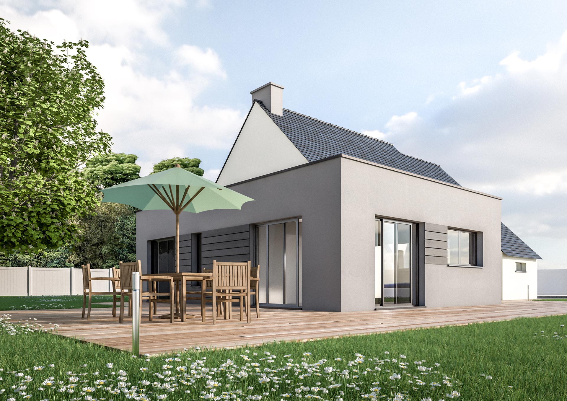 extension maison contemporaine cube pignon kub1