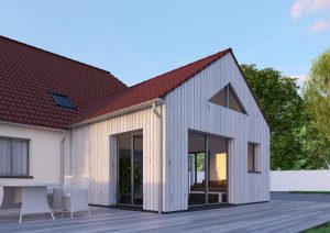 Extension de maison traditionnelle en tuiles avec bardage bois extension maison bois traditionnelle