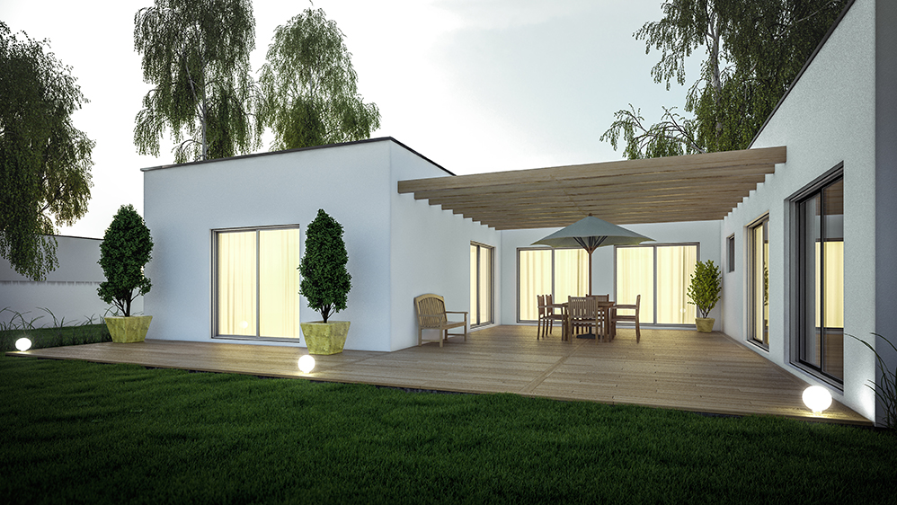 Extension avec terrasse et pergola