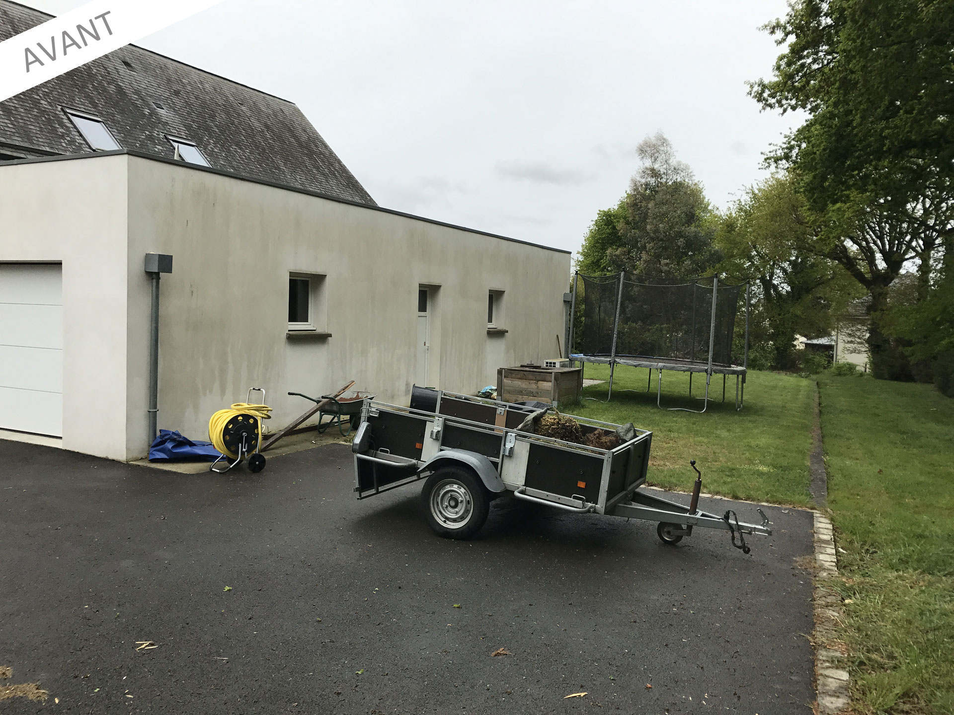 projet d'extension de garage avec carport avant travaux (35170)