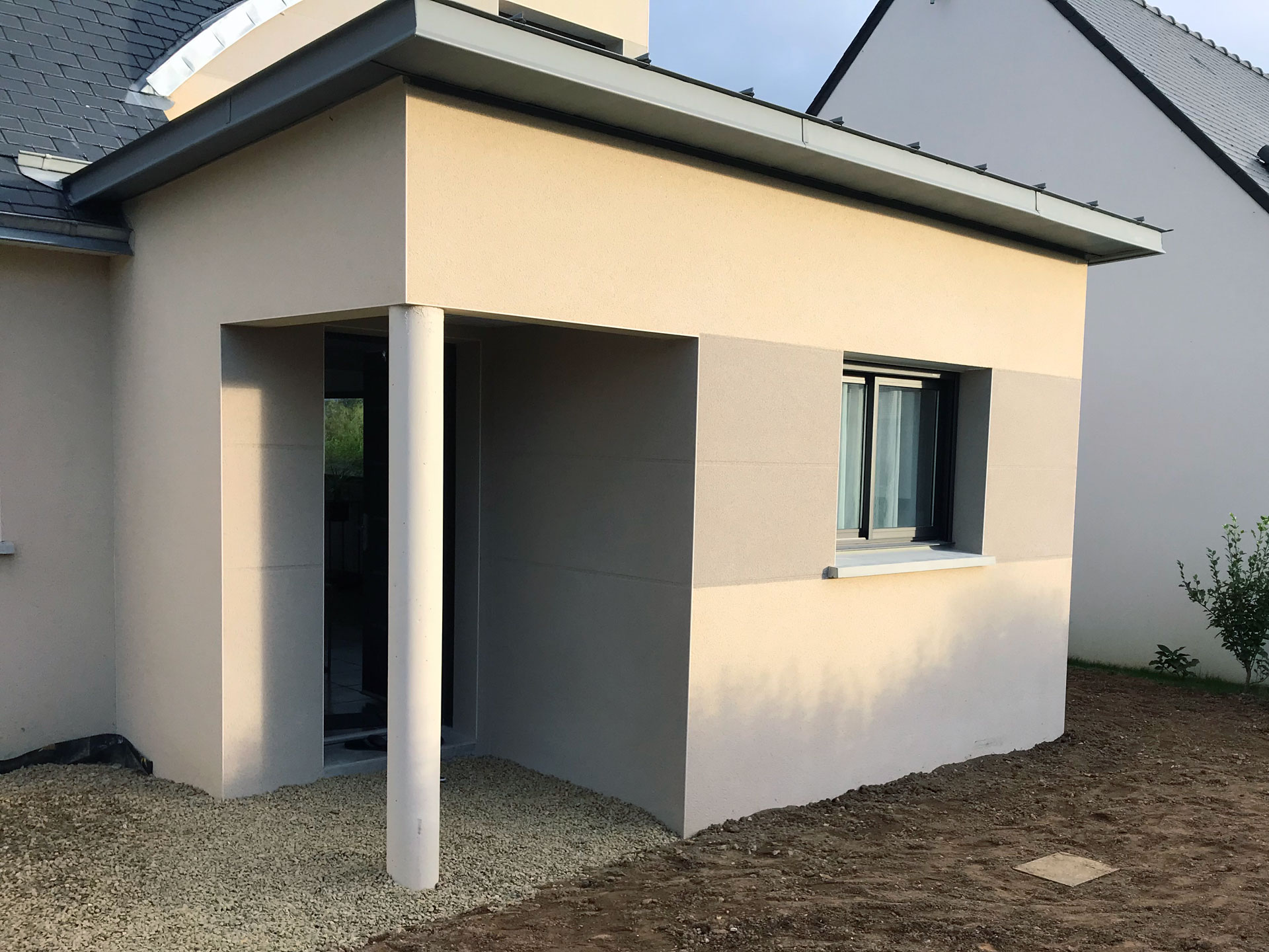 xtension de maison avec sas d'entrée (35140)
