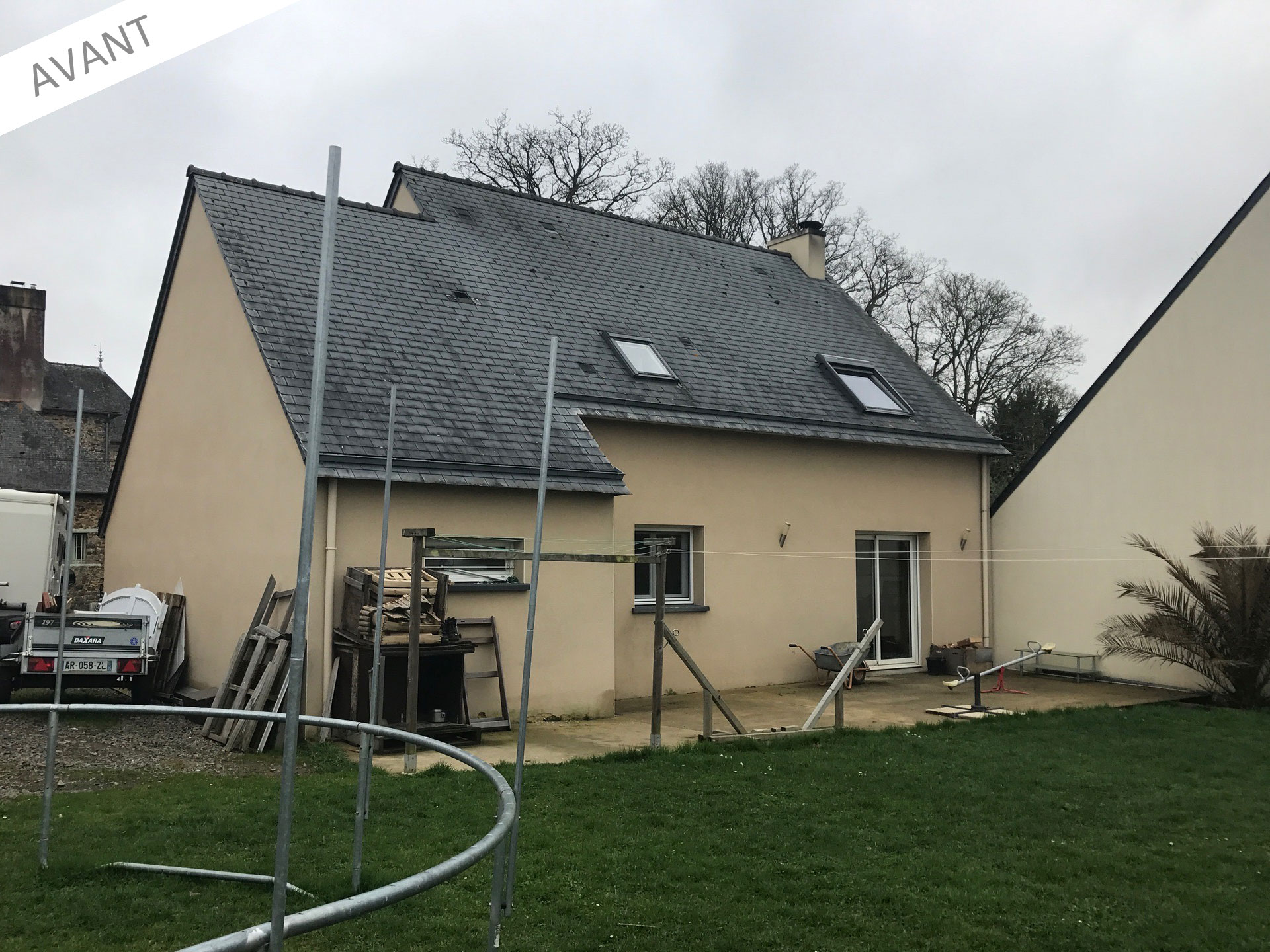 Extension de maison pour un salon avant les travaux (35250)