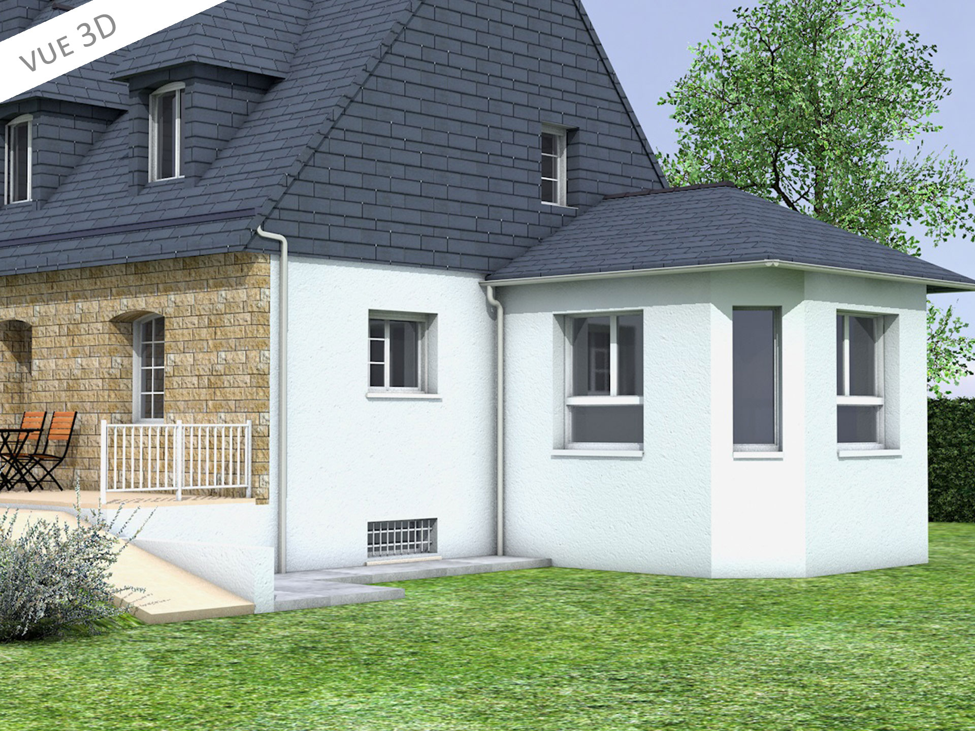 plan 3D extension maison Kervignac Morbihan