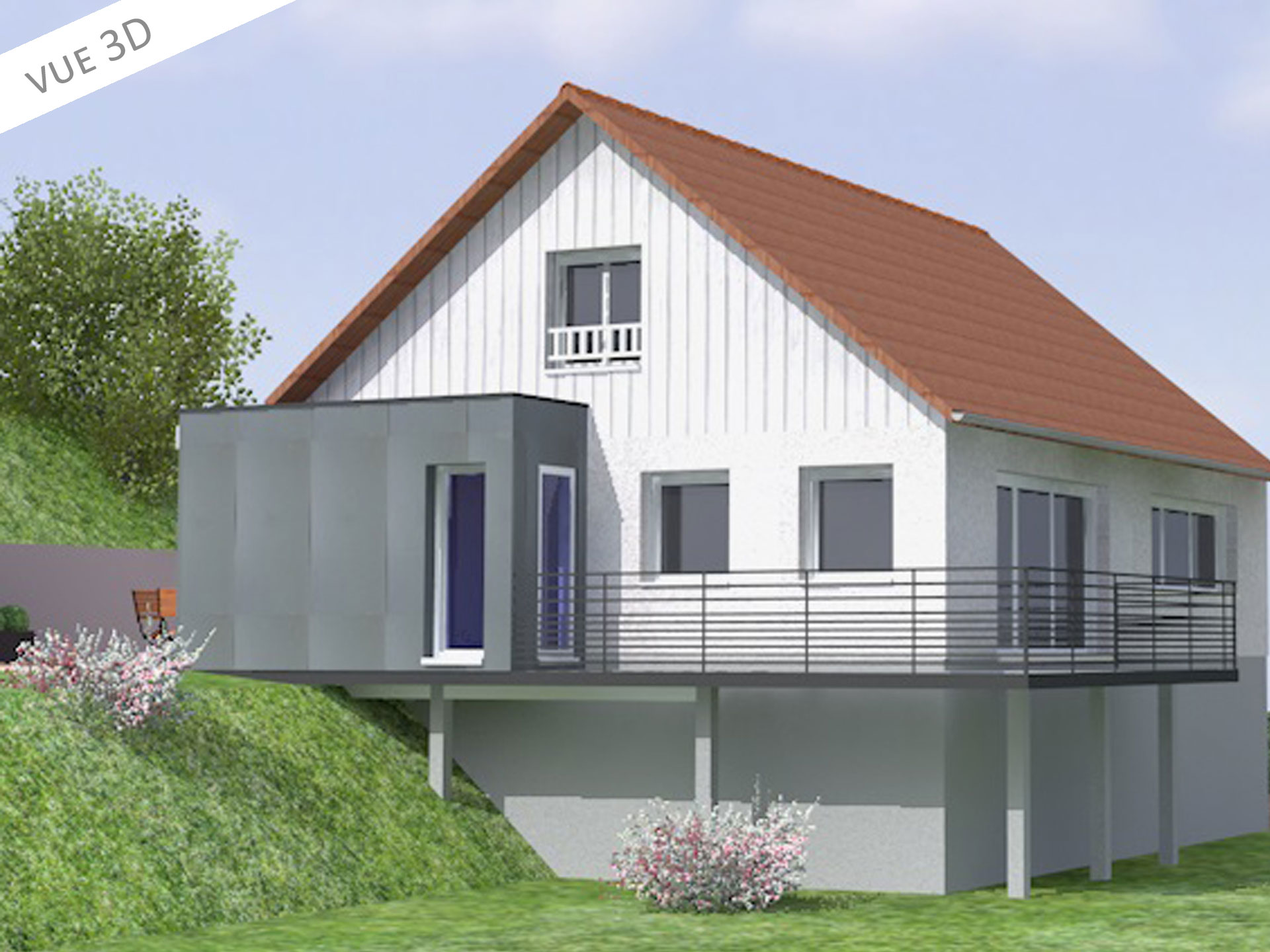 plan 3D extension maison 74140