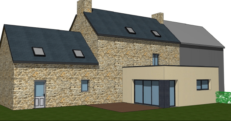 Plan 3D extension de maison Cherbourg
