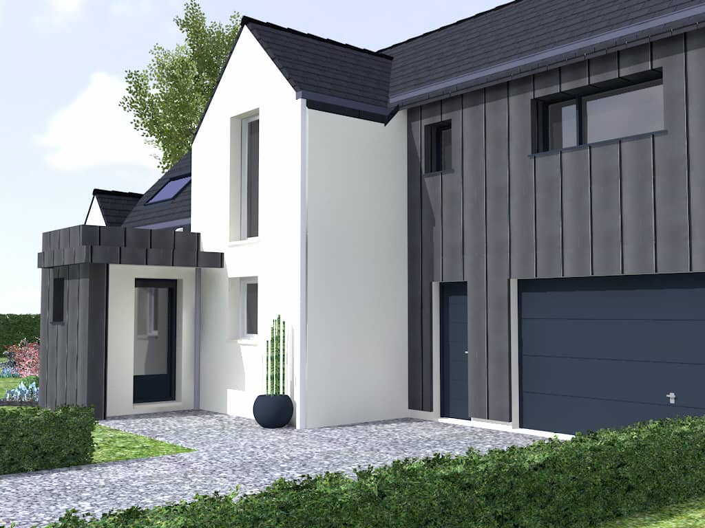 3 extensions de maison à Ploeren : projection 3D