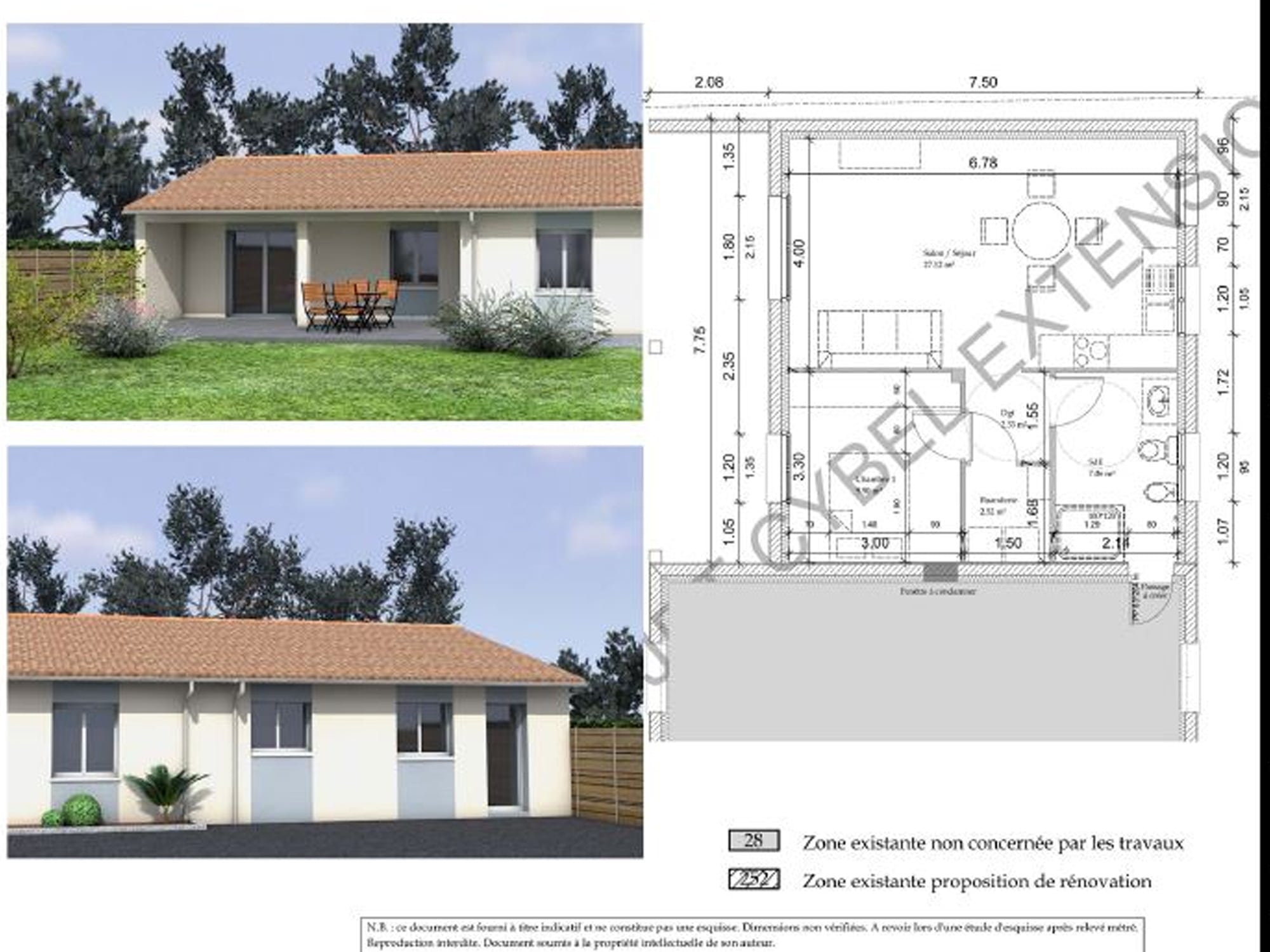 Plan d'un agrandissement pour maintien au domicile