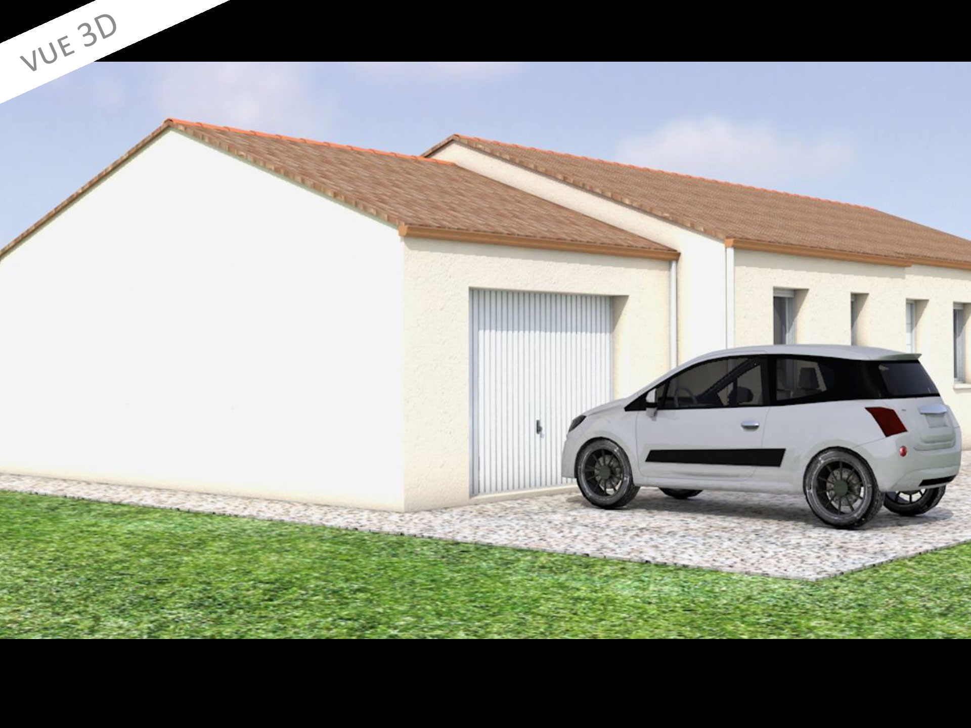 Modèle 3D d'une extension garage à Frossay (44320)
