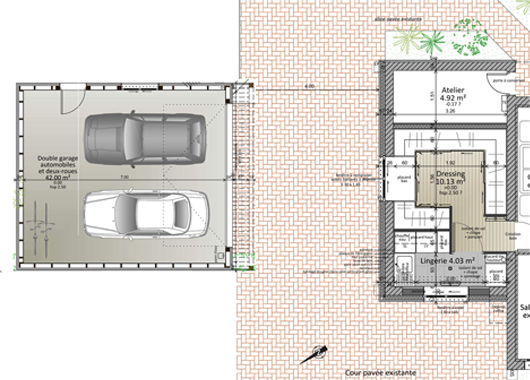 Plan en 2D pour l'agrandissement de votre maison avec Cybel