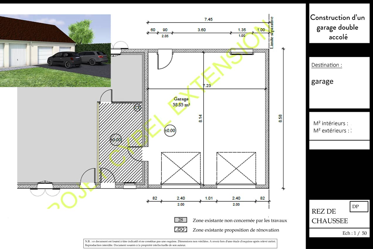 Un plan de garage double