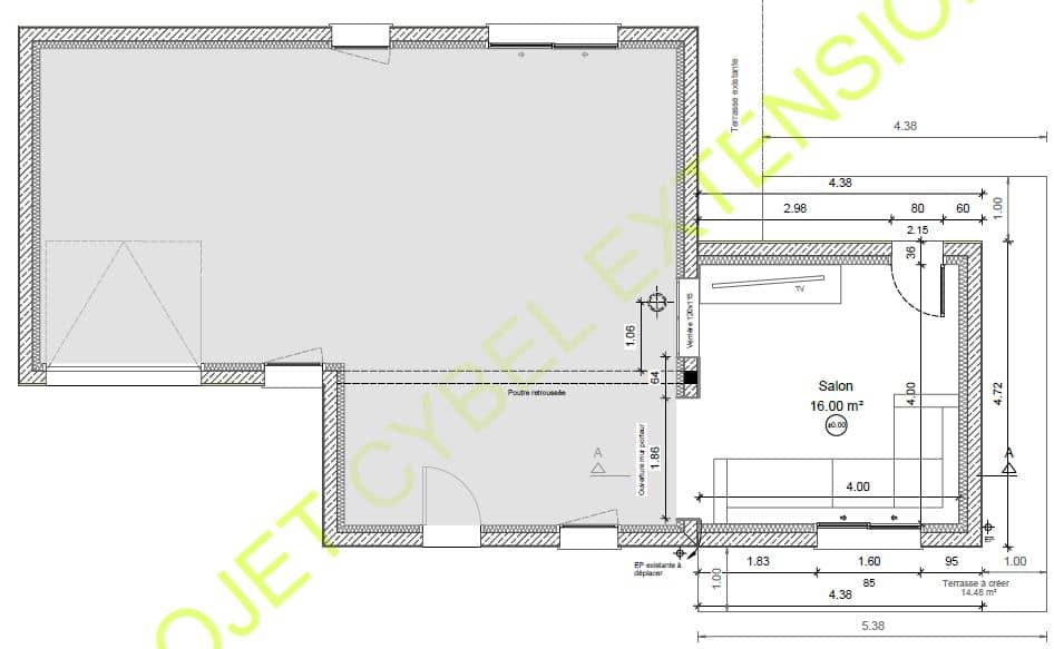 Plan extension de salon Québriac