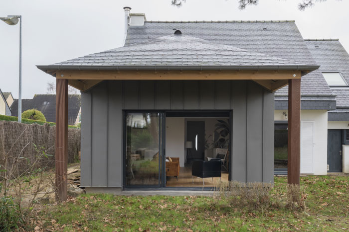 Une extension de maison en ossature bois