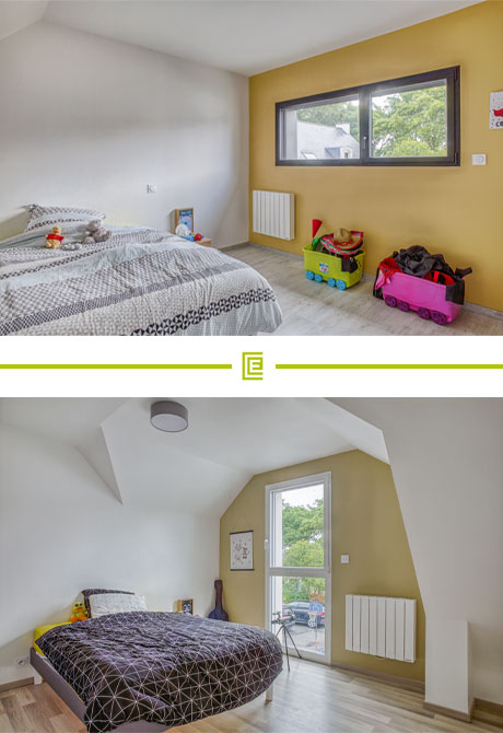 Des chambres à l'étage, au-dessus du garage