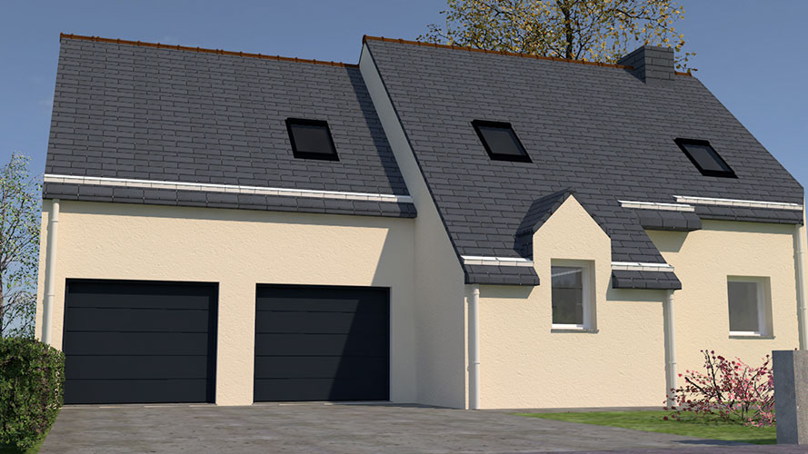 Projection 3D de l'extension de maison à La Mézière (35)