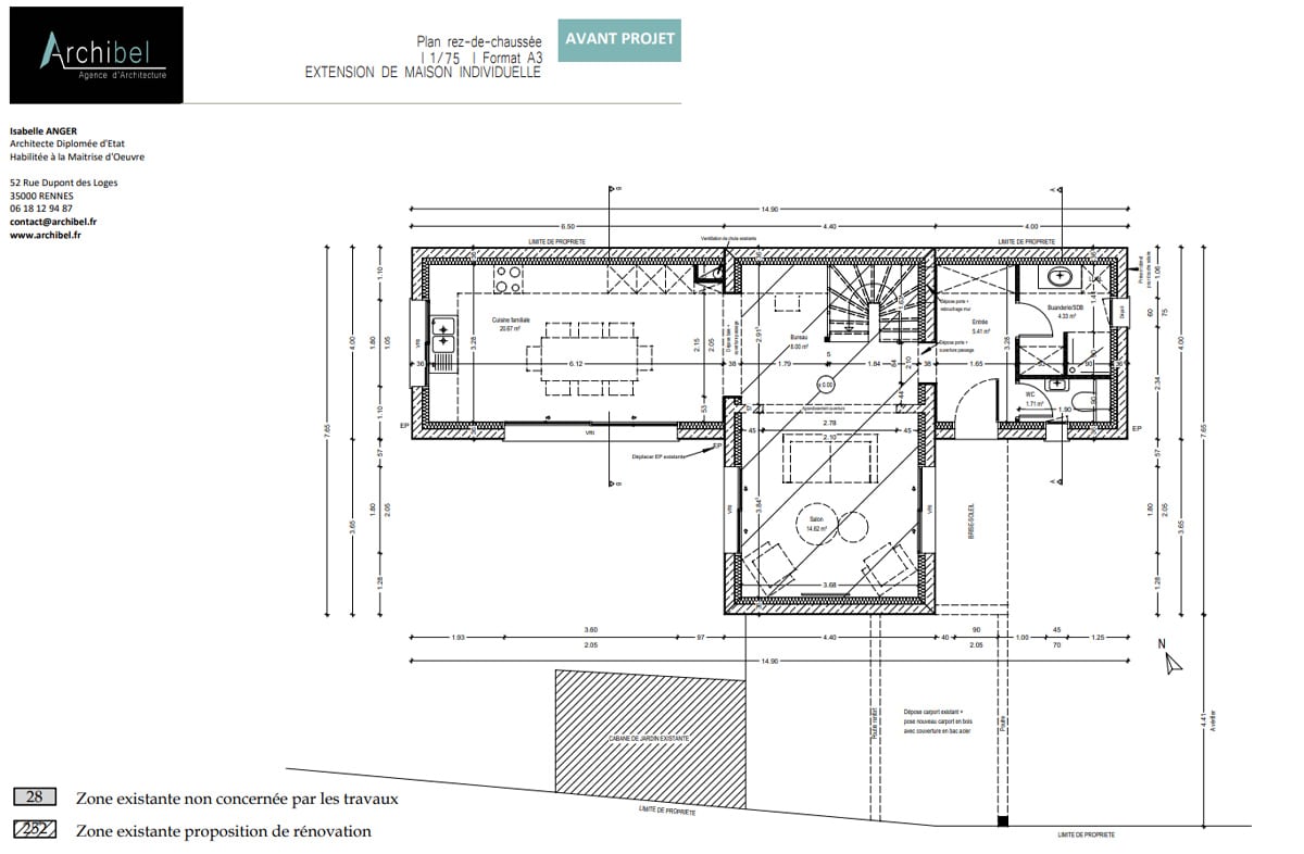 Plan du rez-de-chaussée de la maison