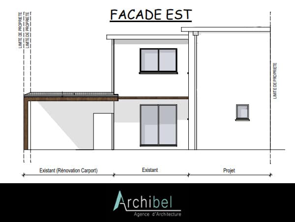 La façade EST du projet