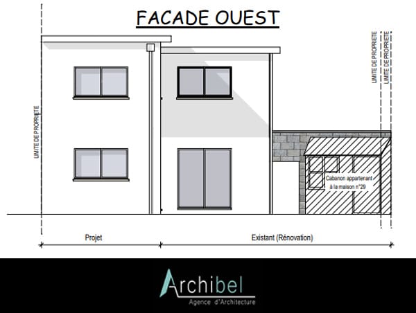 La façade OUEST du projet