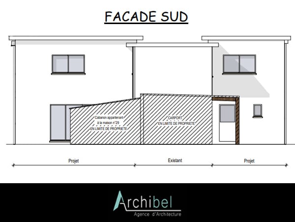 La façade SUD du projet