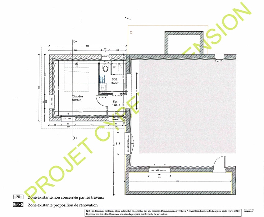 Plan de la suite parentale à St-Magne-de-Castillon.