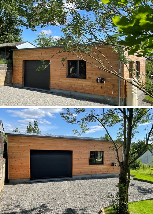 Un garage indépendant en bois.