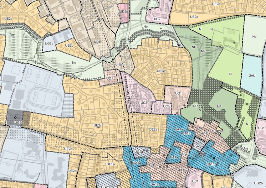 Les zones naturelles du PLU d'une commune