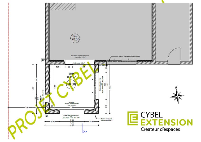 Plan d'une extension de maison à Melesse