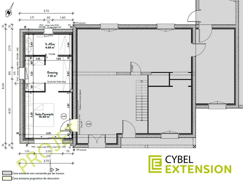 Les plans de la suite parentale à Villebarou