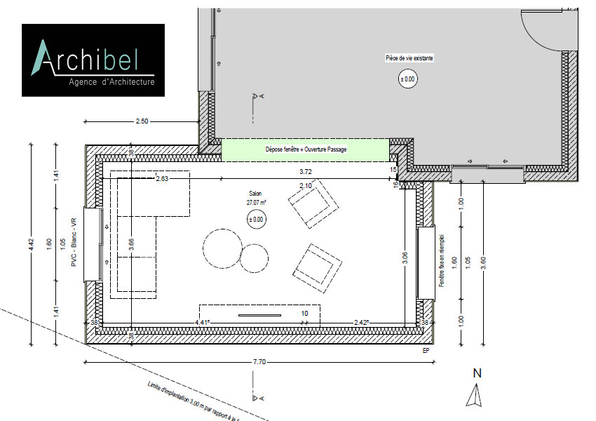 Plan de l'agrandissement de maison, dessiné par Archibel