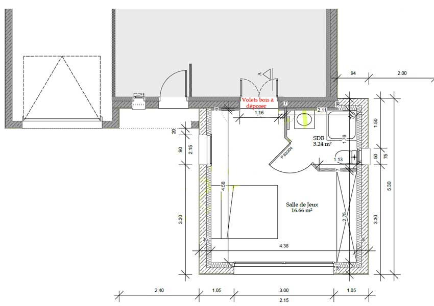 Plan salle de jeux extension de maison