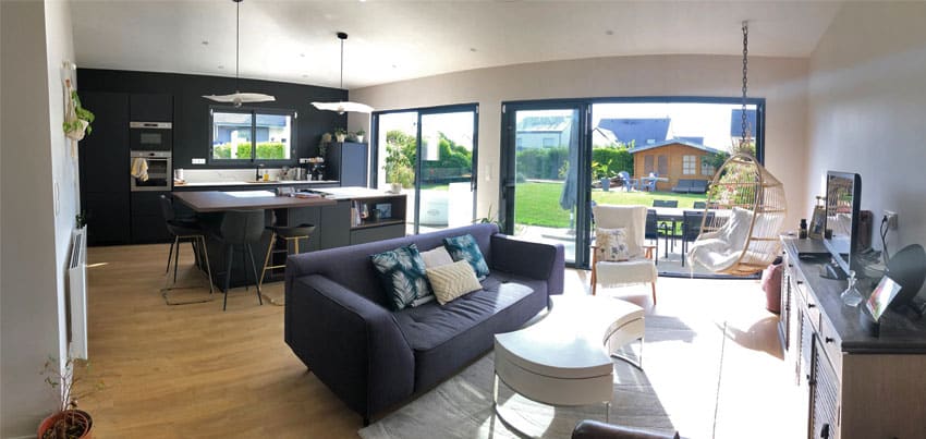 Le nouvel espace de vie de 36m2 dans l'extension à Bédée.