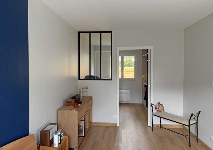 La chambre et le dressing dans l'extension de 20m²