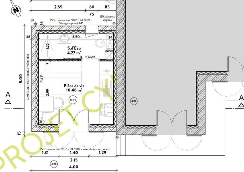 Plan extension maison dépendance 15m²