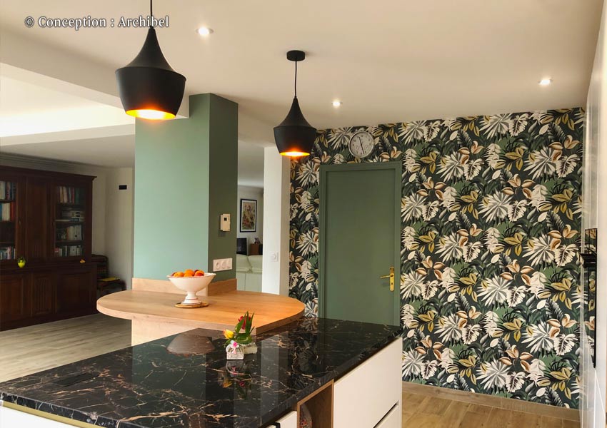 Vue intérieure de la décoration de la cuisine