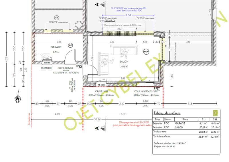 Une extension de garage sur la façade arrière du garage existant