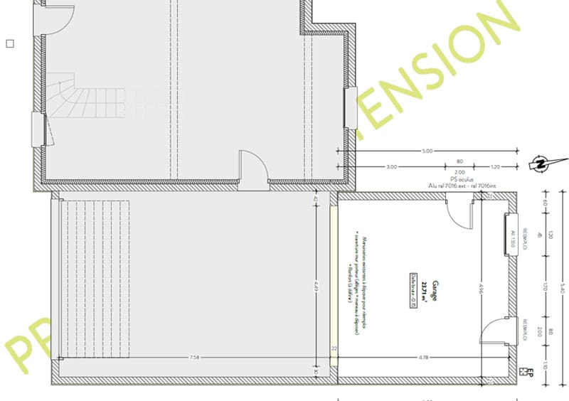 Extension de garage existant côté jardin