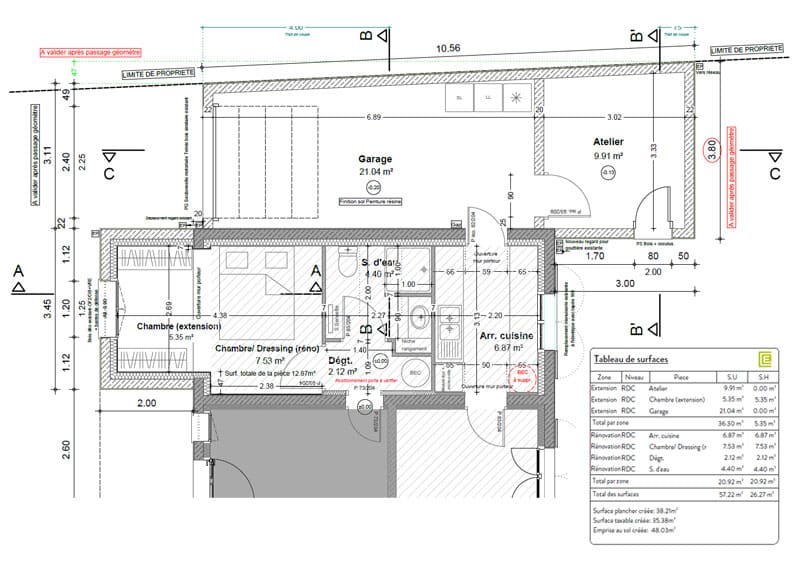 Le réaménagement du garage existant
