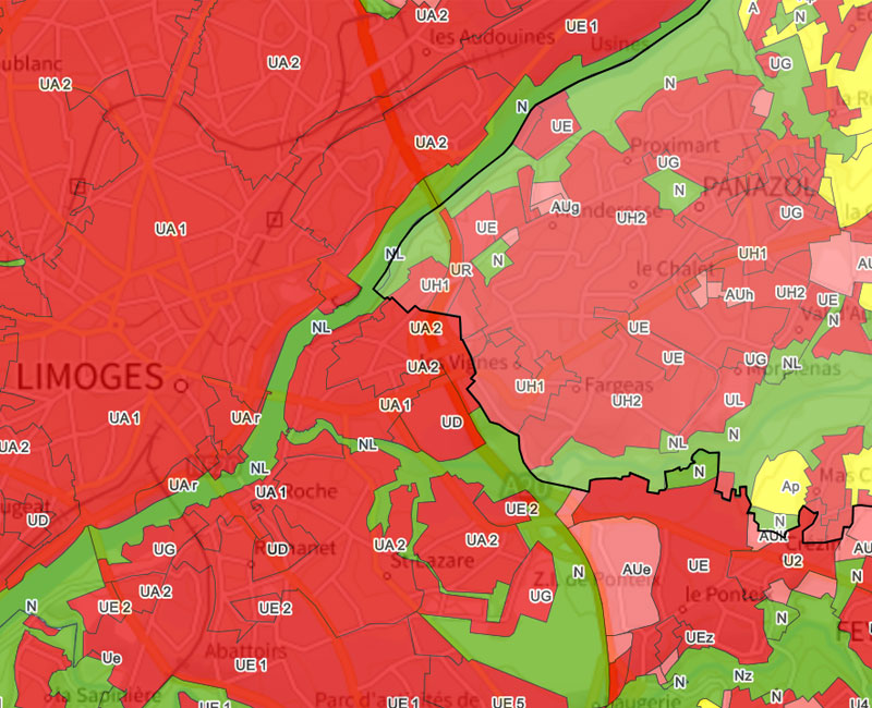 Une partie du plan local d'urbanisme de Limoges