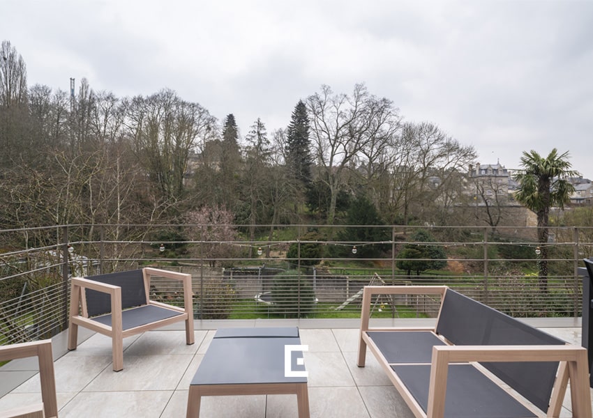 La vue depuis la terrasse de l'agrandissement