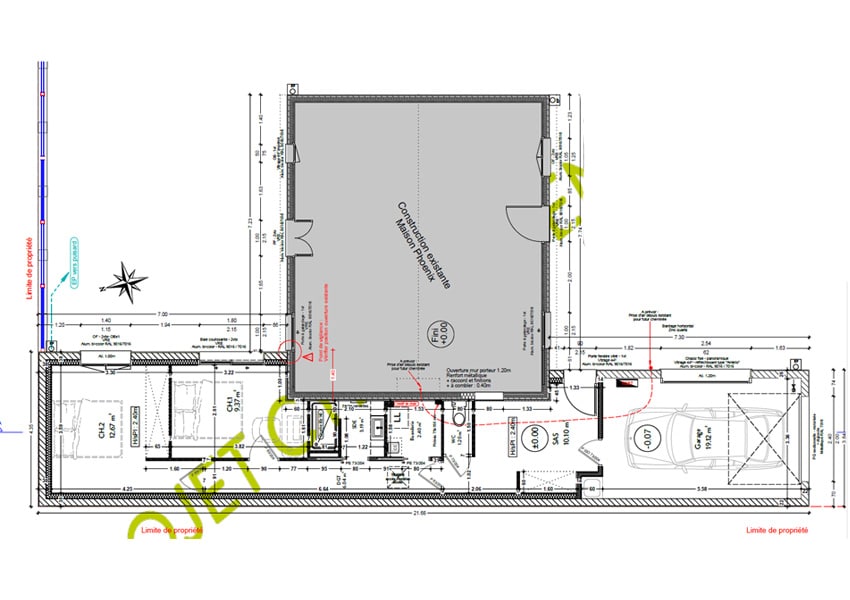 Plan de l'agrandissement de maison
