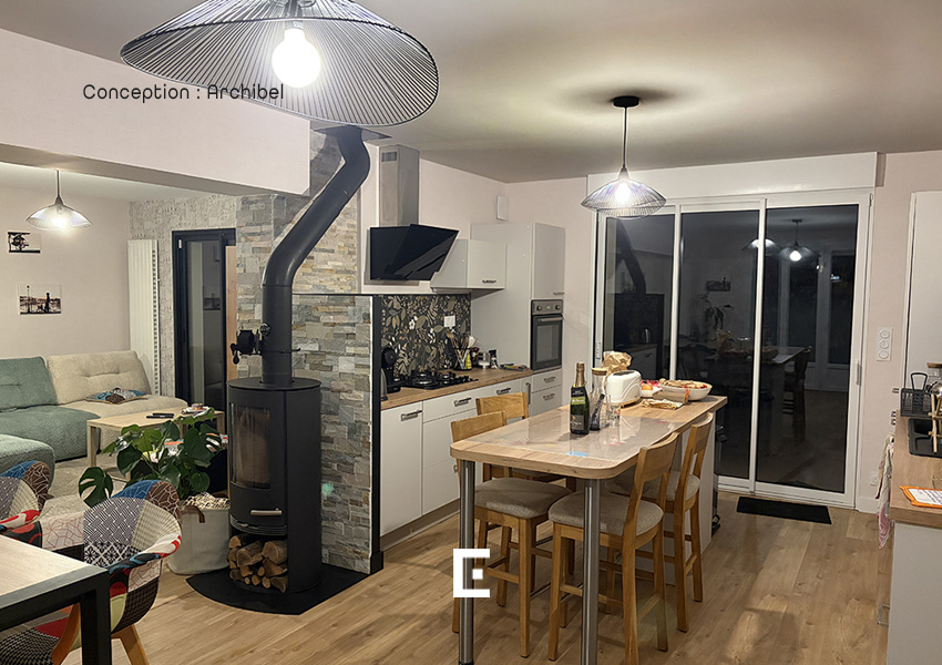 La nouvelle cuisine dans l'ancien séjour