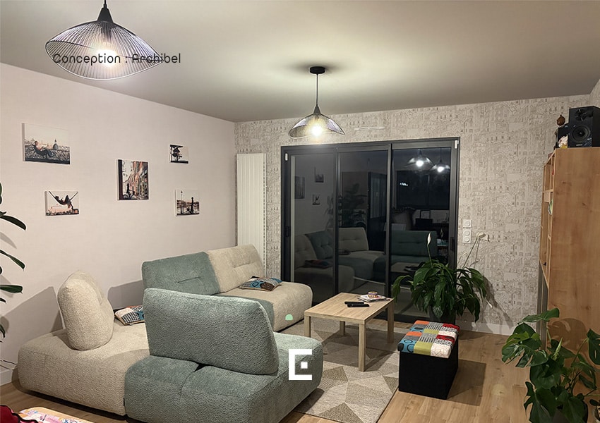 Un nouveau coin séjour de 24 m² dans l'extension de maison