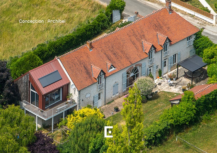 Vue aérienne surélévation Villorceau