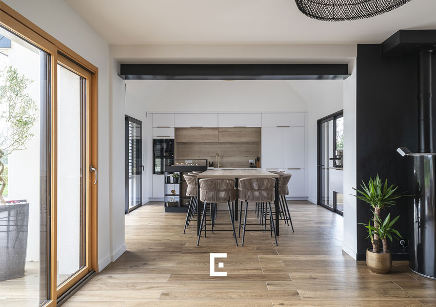 La cuisine dans l'extension à Chauvigné de 23m²