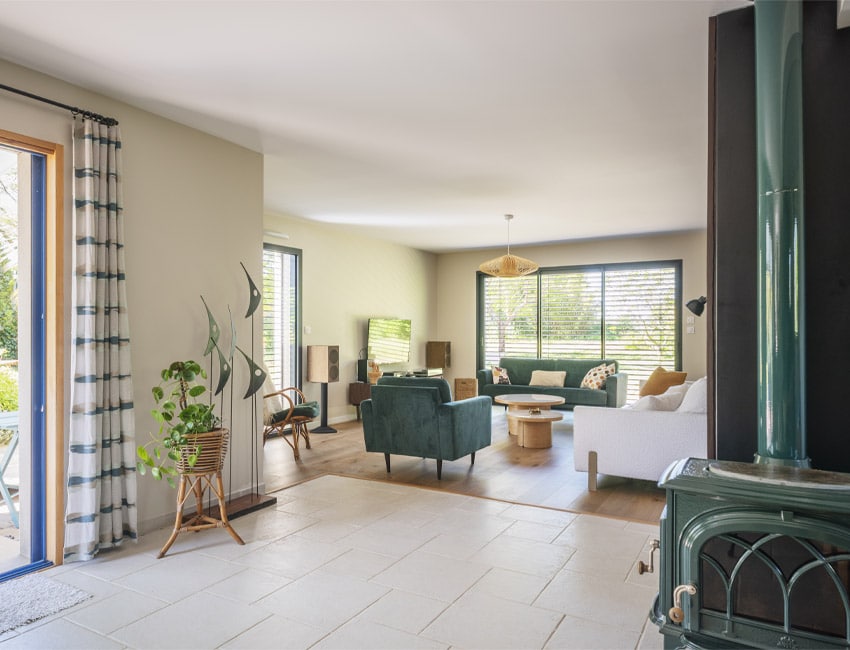 Insertion de l'extension et du salon dans la maison