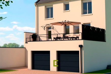Une extension de garage à la toiture terrasse