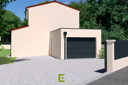 Extension à toit plat pour un garage